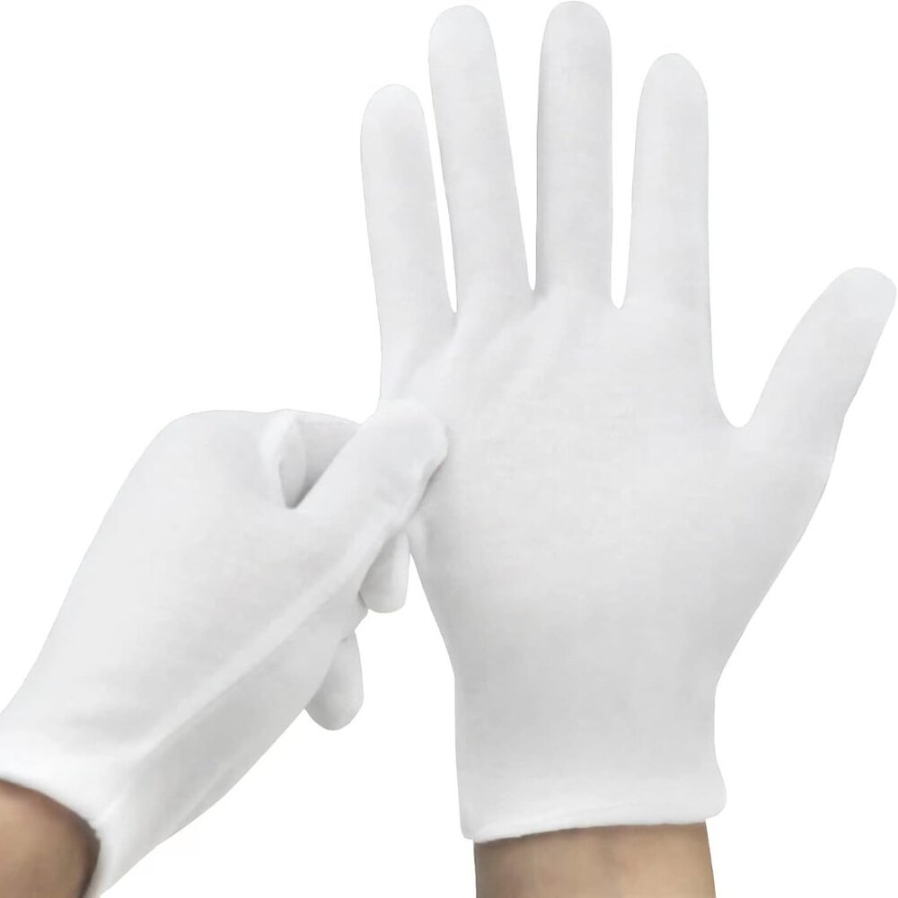 White Gloves - 6 Pairs for Inspection, Photo, Jewelry, Silver Coin, Arch